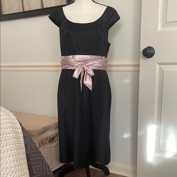 Adrianna Papell Capped Sleeve Satiny Formal Occasion Dress Blush Pink Size14 - Picture 4 of 13